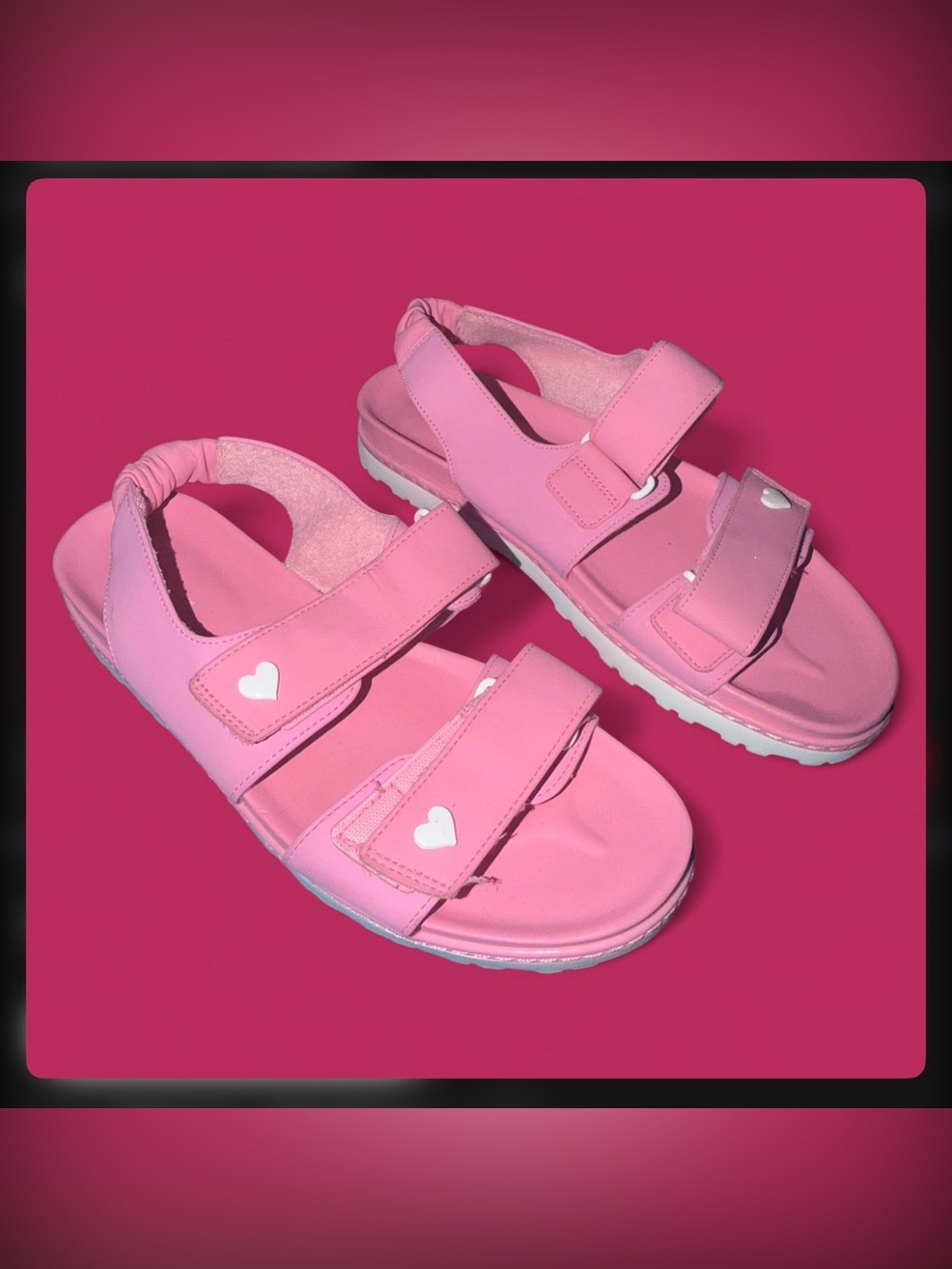 Pink Heart Velcro Sandals